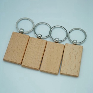NEW STOCK 80Pcs Blank Rectangle Wooden Key Chain Diy Wood Keychains Key Tags #6