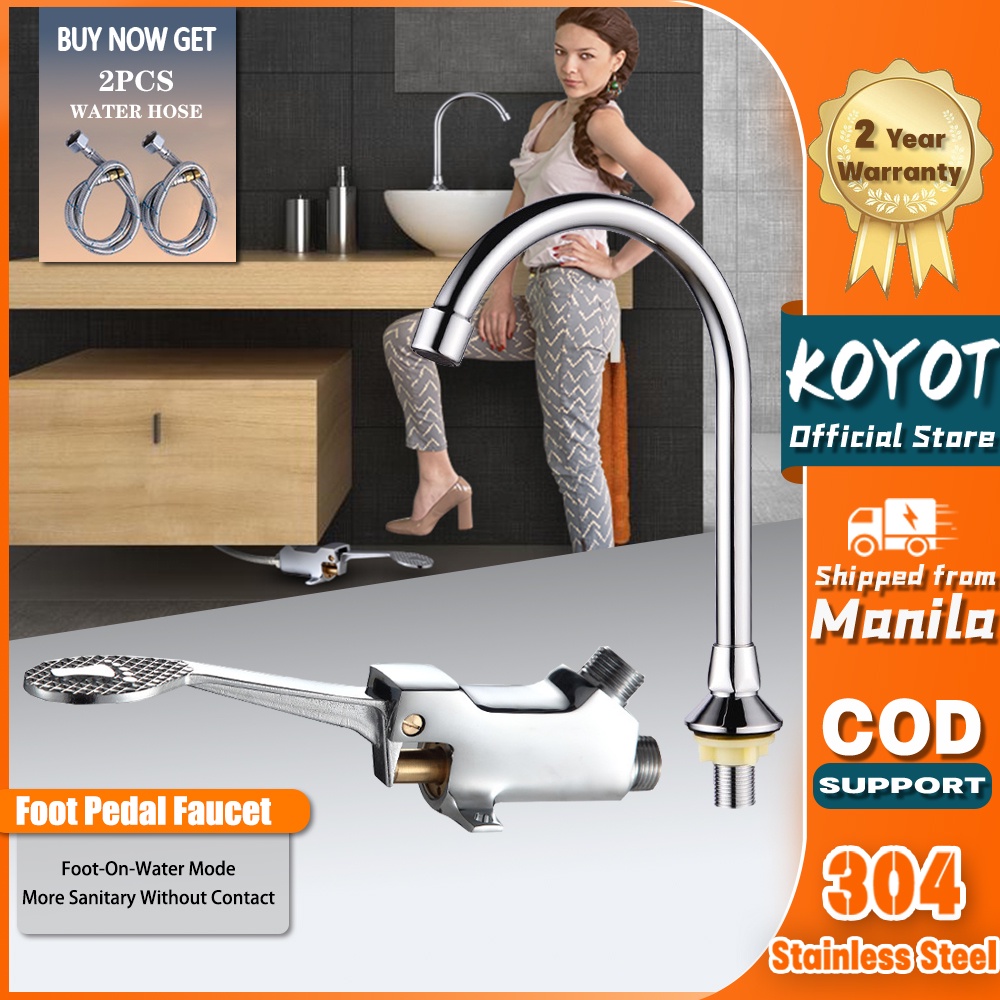 KOYOT 304 Stainless Steel Foot Pedal Control Faucet HandsFree Medical