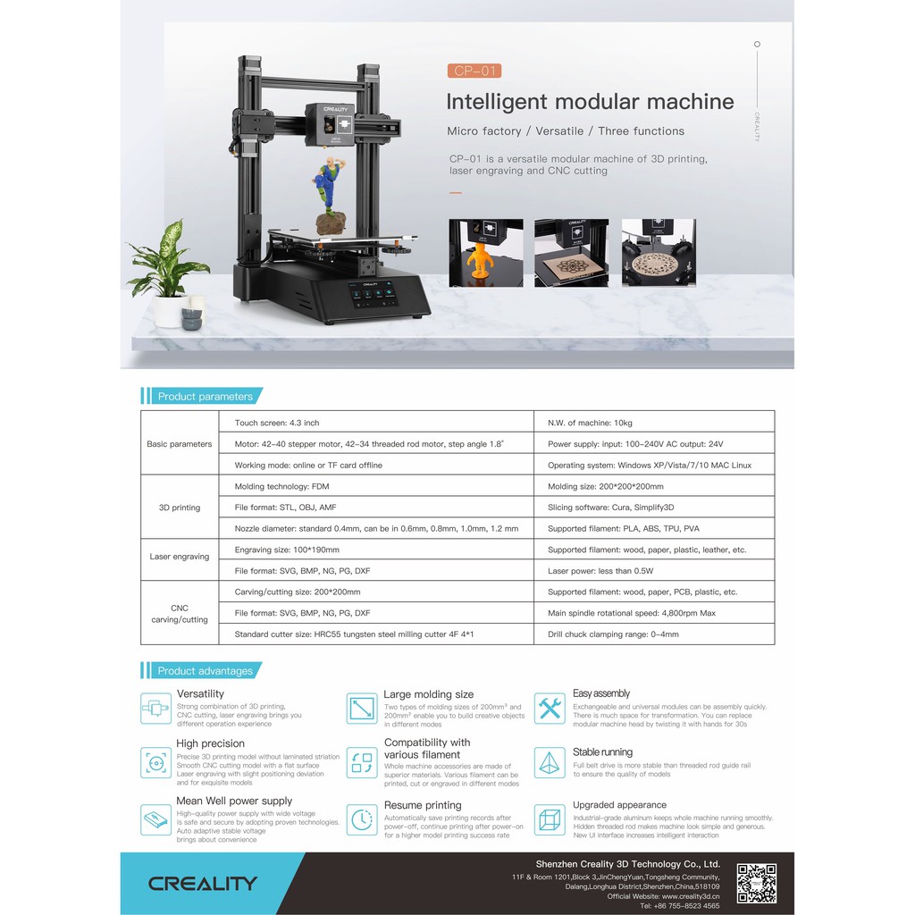 Creality Cp 01 3 In 1 3d Printer Laser Cnc With Free Filaments For 3d Printing Shopee Philippines