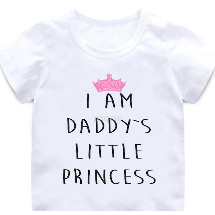 Children cute Little I'm Daddy's Princess Letter T-Shirts Kids Tops Girls Boys Short Sleeve Baby casual Clothes