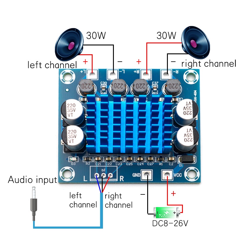 TPA3110 XH-A232 30W+30W 2.0 Channel Digital Stereo Audio Power Amplifier  Board DC 8-26V 3A | Shopee Philippines