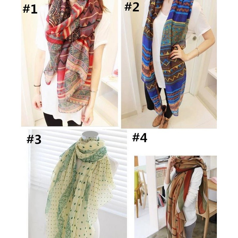 Women Long Print Wrap Shawl Large Scarf 