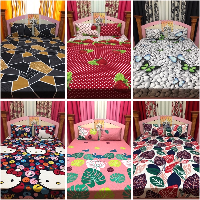 Canadian Cotton Bedsheet 3in1 (with two pillow case) Shopee Philippines