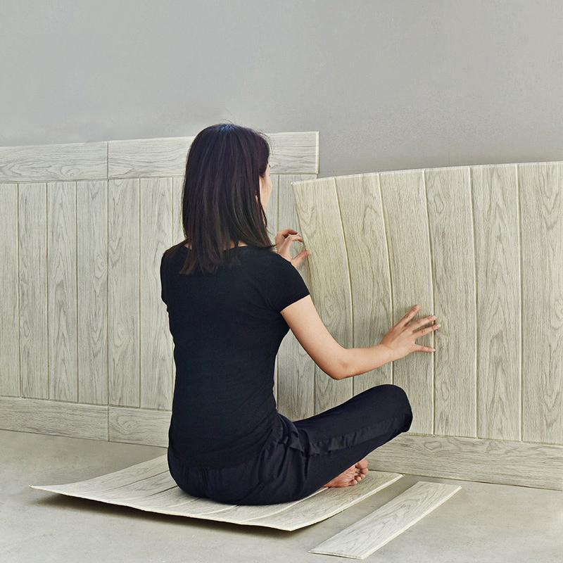 DIY 3D Wallpaper Water Proof Woodgrain Wall Sticker Tv Background Mural Bedroom Decorative