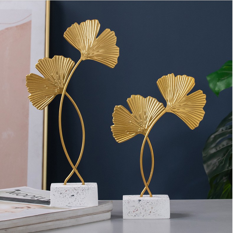 Nordic Luxury Metal Gold Ginkgo Leaf Decoration Home TV Cabinet Room