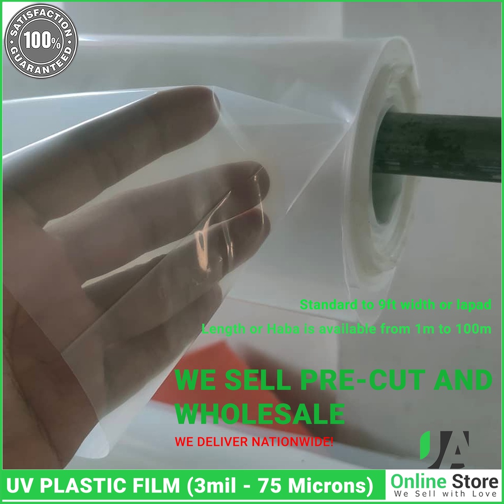 Taiwan Made UV Plastic Sheet (3 mil 75 Microns) 9ft x1 meter precut size clear for