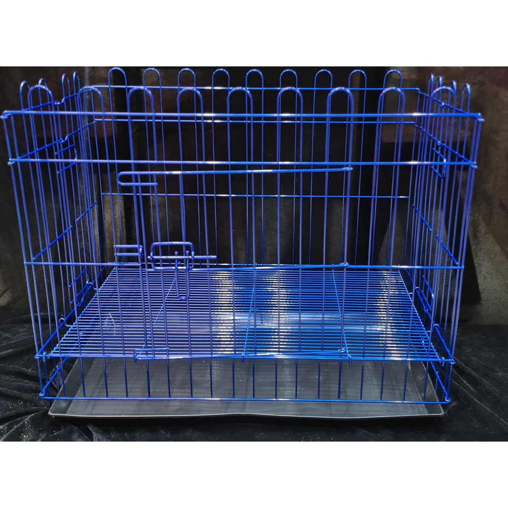 METALIC COATED COLLAPSIBLE CRIB TYPE DOG CAGE WITH POOP TRAY [LARGE