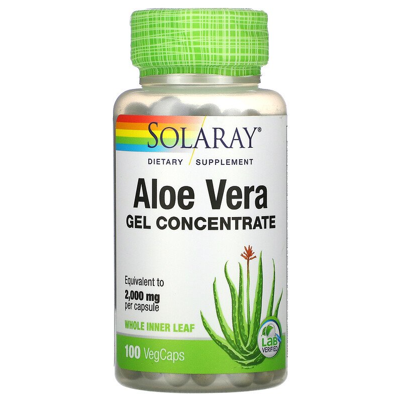 Solaray Aloe Vera Gel Concentrate 100 Capsules for Antioxidants Wound