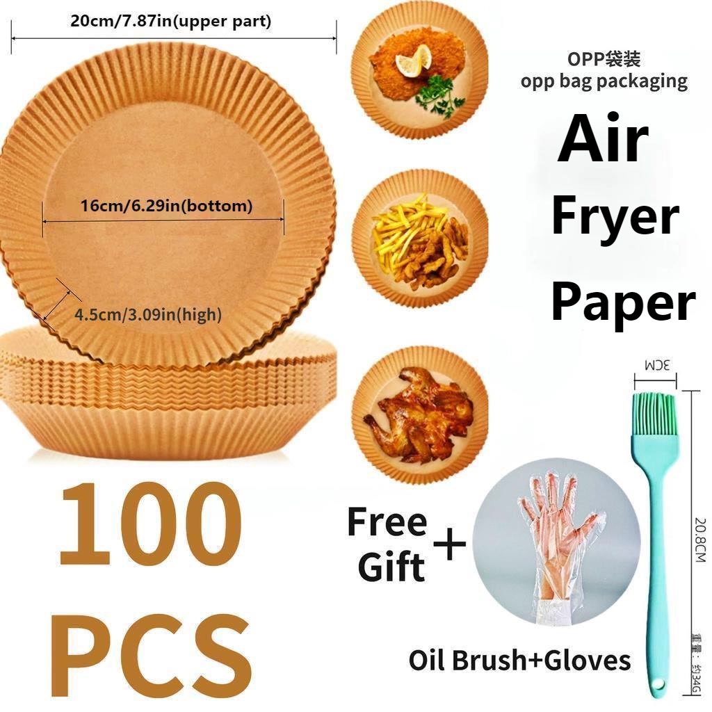 100 PCS 20CM NonStick Air Fryer Paper Liner Disposable Air Fryer Sheet