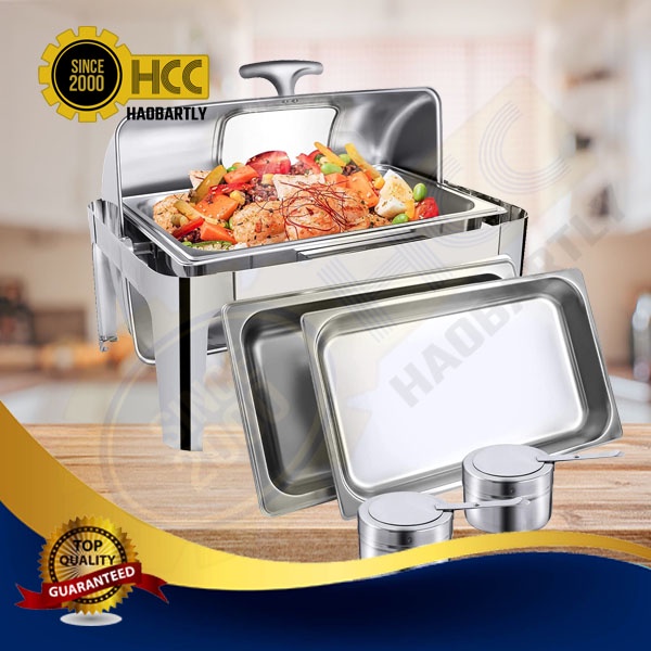 Stainless Steel Rectangular Food Warmer Roll Top Chafing Dish 9L with Glass Window Shopee