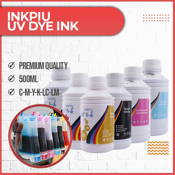 UV DYE INK 500ml INKPIU Universal Dye Ink Cyan/Magenta/Yellow/Black ...