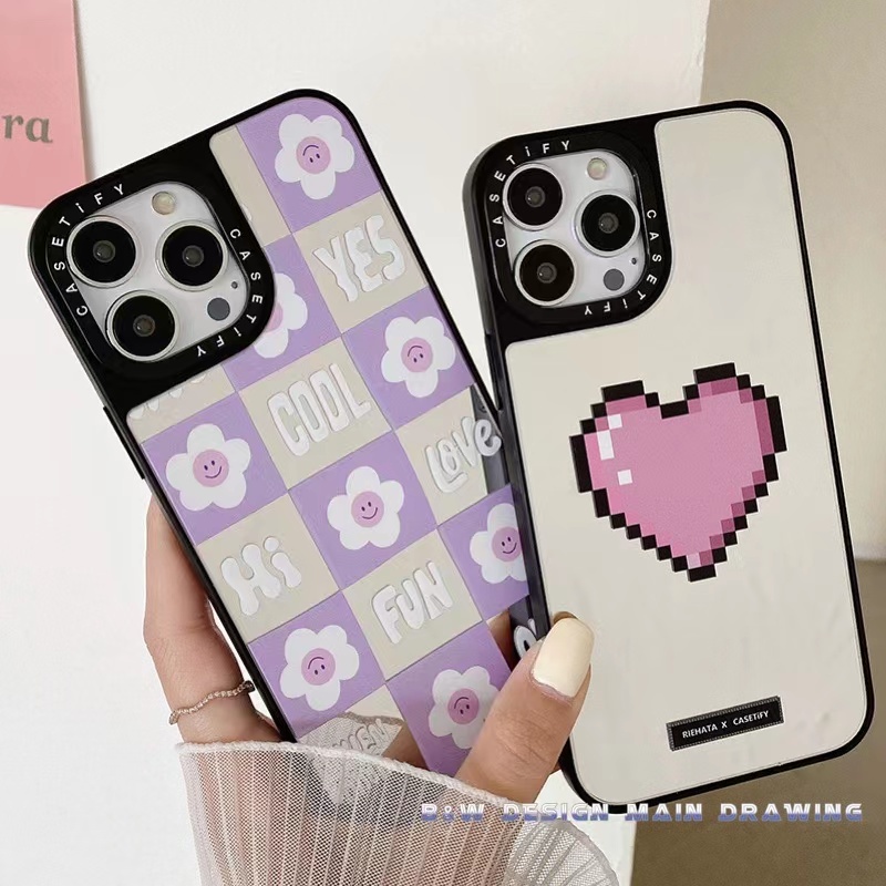 Simple Pink Love Flower CASETiFY Mirror Phone Case Compatible For