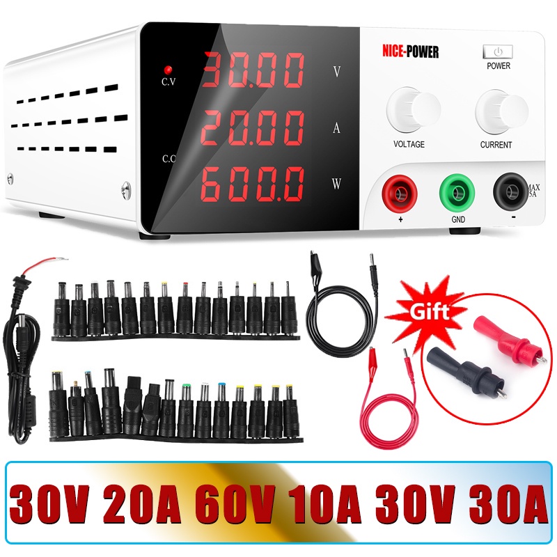 Nice-power DC Power Supply 30V 20A Professional Adjustable Laboratory Power 60V 10A Bench Source Stabilized Switch Power 900W 600W