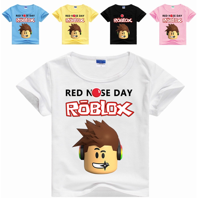 New Short Sleeved Roblox Red Nose Day T Shirt For Boys And Girls Cartoon Children S Wear Shopee Philippines - roblox red nose day boys t shirt