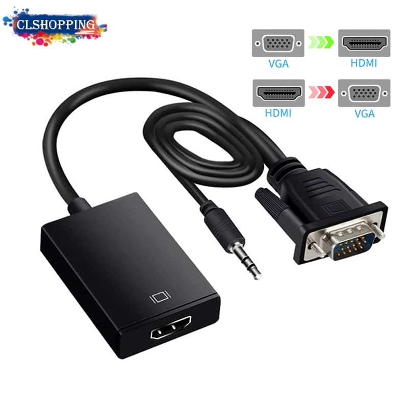 VGA to HDMI Adapter Converter with 3.5mm Audio Output, 1080P VGA Input