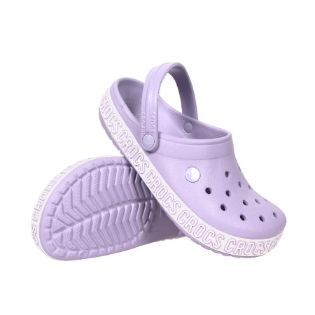 white crocs with rainbow words