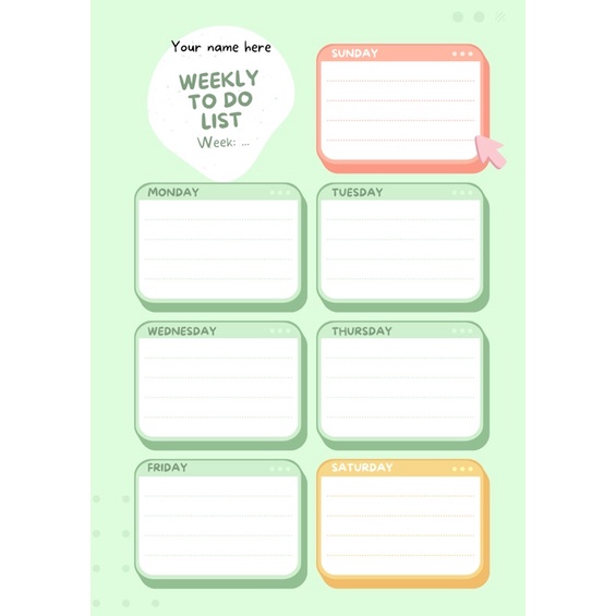 colorful weekly planner batch 1/ personalization available/ PM for your