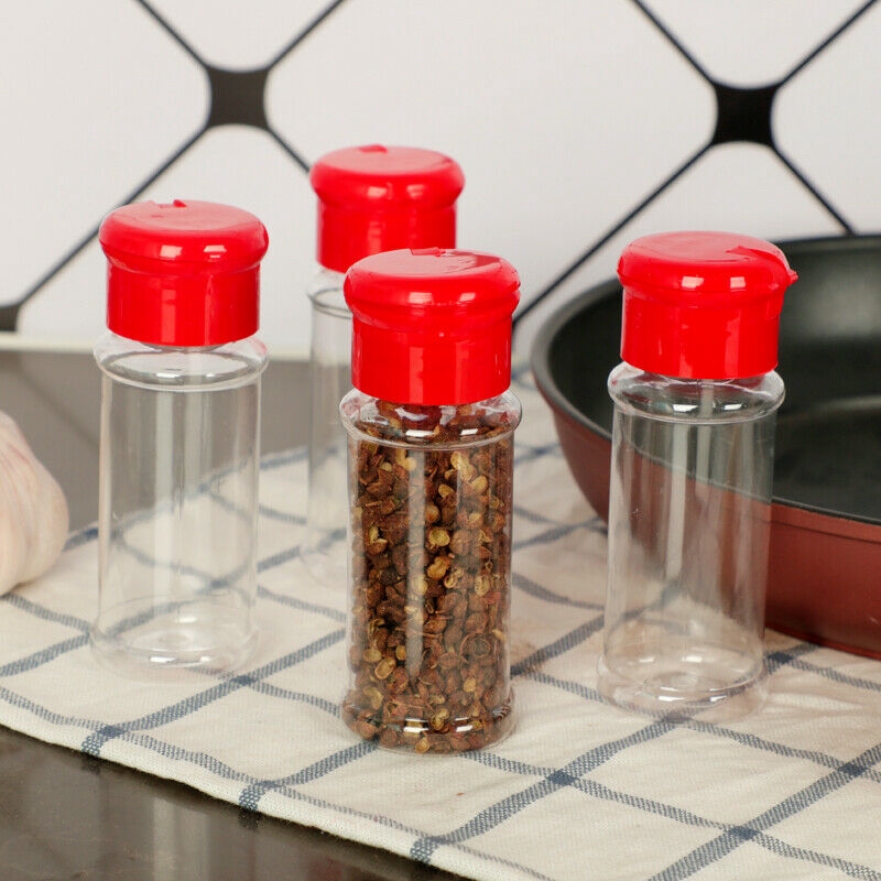 4 Pcs Pepper Shaker Barbecue Sauce Bottle Plastic Seasoning Bottle