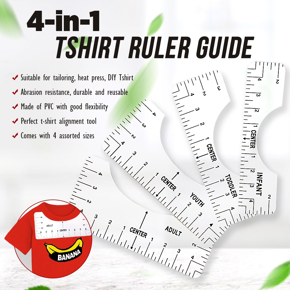 Tshirt Ruler Guide,Handmade Women's Fashion Craft T Shirt Rulers to Center Designs,T-Shirt Ruler Guide for Adult Youth Toddler Infant,4 Rulers and 1 Tape Measure Included 5pcs 