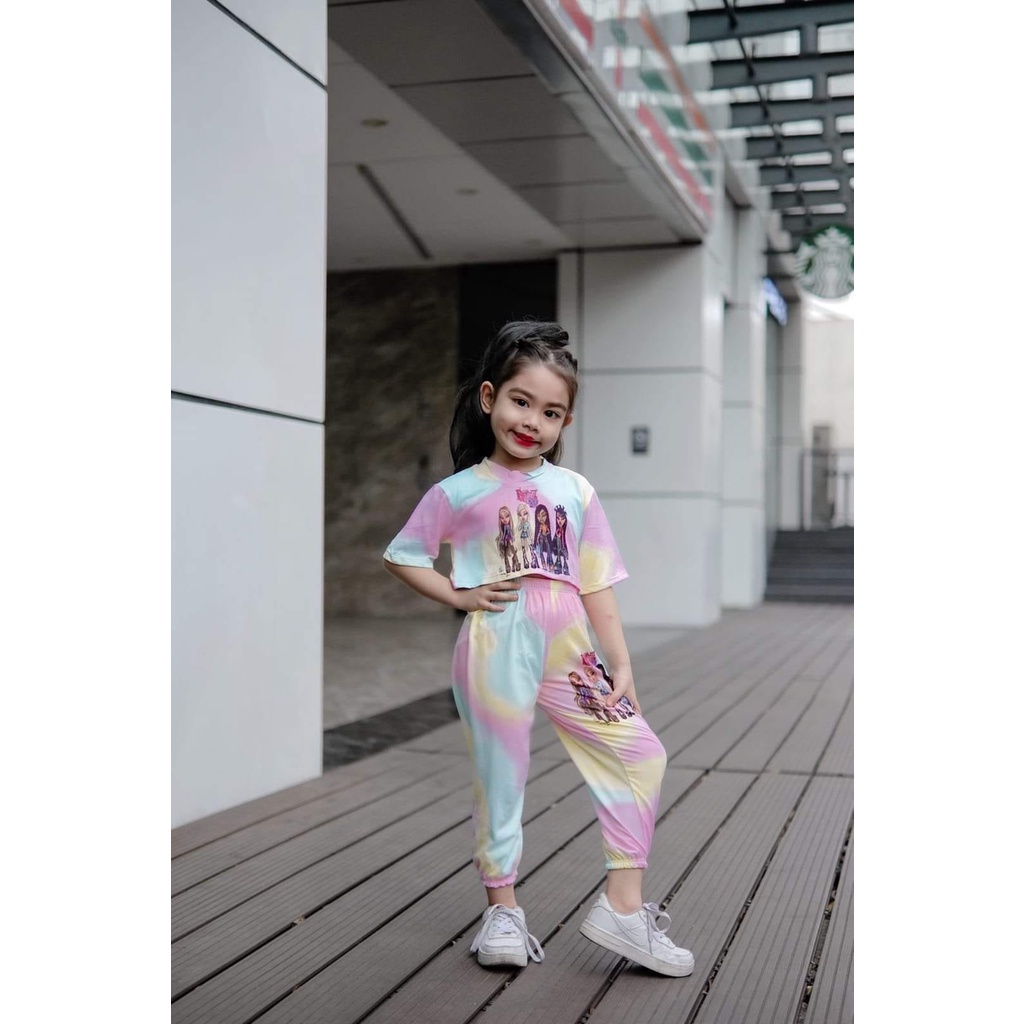 BTKart [New Trend] Arkie Subli Tie Dye Terno Jogger Pants Street Baby Girls Fashion Outfit OOTD| Gir