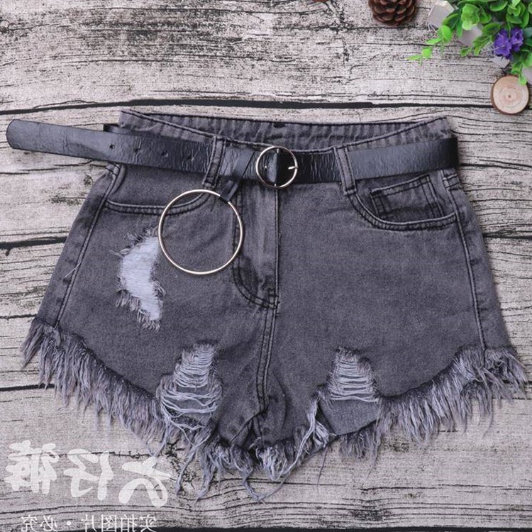 womens grey denim shorts