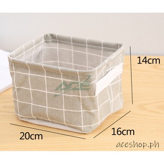 Small Storage Basket Box Cotton Linen Desktop Waterproof Cosmetic Makeup Nursery Book  Organizer #9