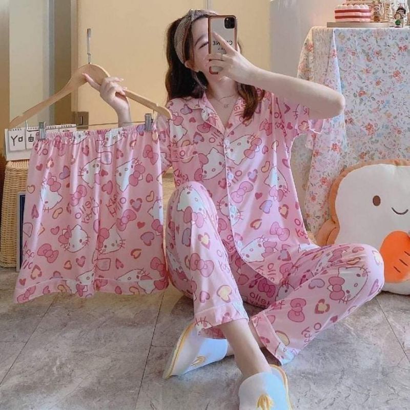 3IN1 COLLARED BUTTON SET SLEEPWEAR | Shopee Philippines