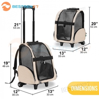 Ready Stock Pet Trolley Bag For Dog With Wheel Travel Pet Bag Trolley Case Back Dog Outing Portable Travel Cat Backpack Corgi Teddy Fadou Supplies Pet Backpack Carrier Breathable