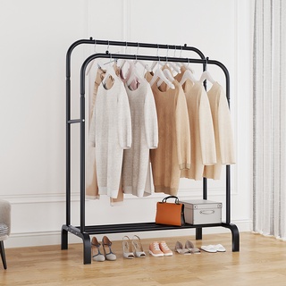 Clothing Garment Rack with double Top Rod and two Lower Storage Shelf ...