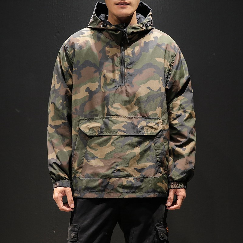 Men's Camouflage Reversible Windbreaker with oversized zip hoodie and streetwear fashion5