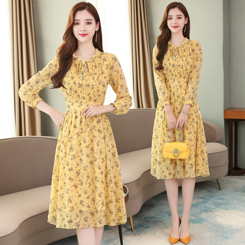 yellow floral dress long sleeve