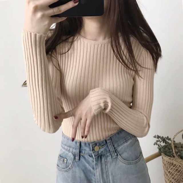 Longsleeve Knitted Korean  Blouse Shopee  Philippines