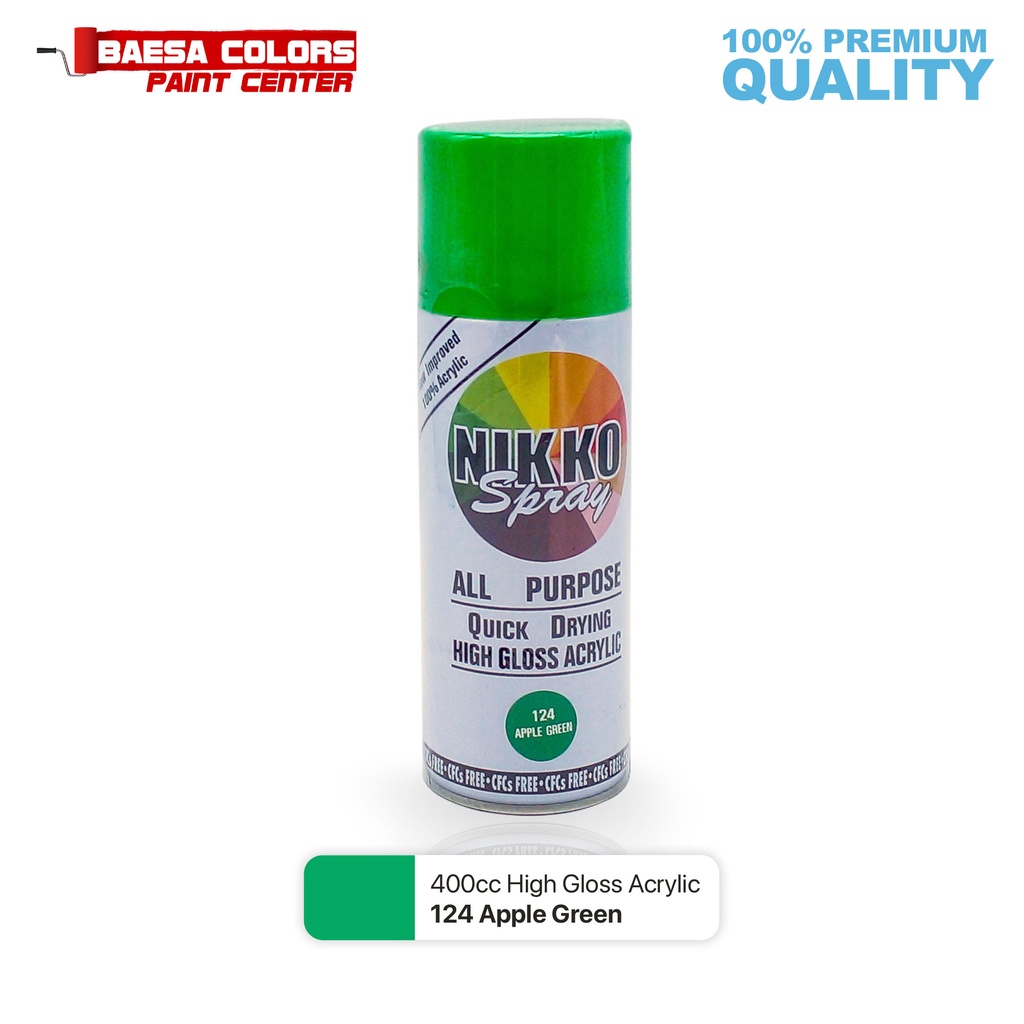 NIKKO Spray Paint 124 Apple Green All Purpose Quick Drying HighGloss