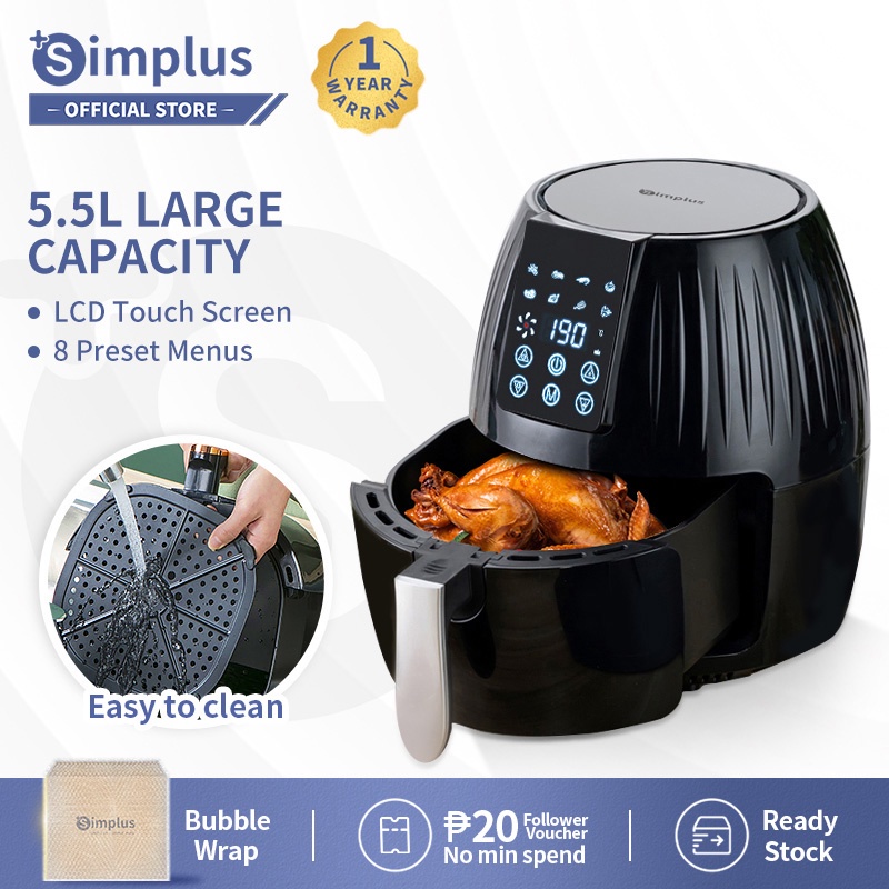 Simplus LCD Touch Screen Air Fryer 5.5L Air Fryer Oven Oil Free Fryer Electric Deep Fryer