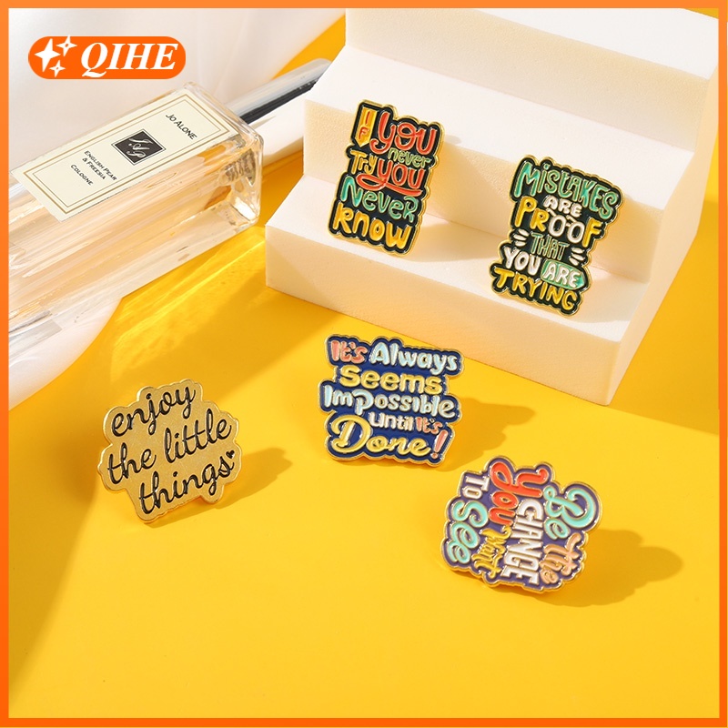 'enjoy The Little Things 'Enamel Lapel Pins 'if Youo Never Try You Never Know' Badge Brooches Jewelry for Backpack Girls Women Clothes