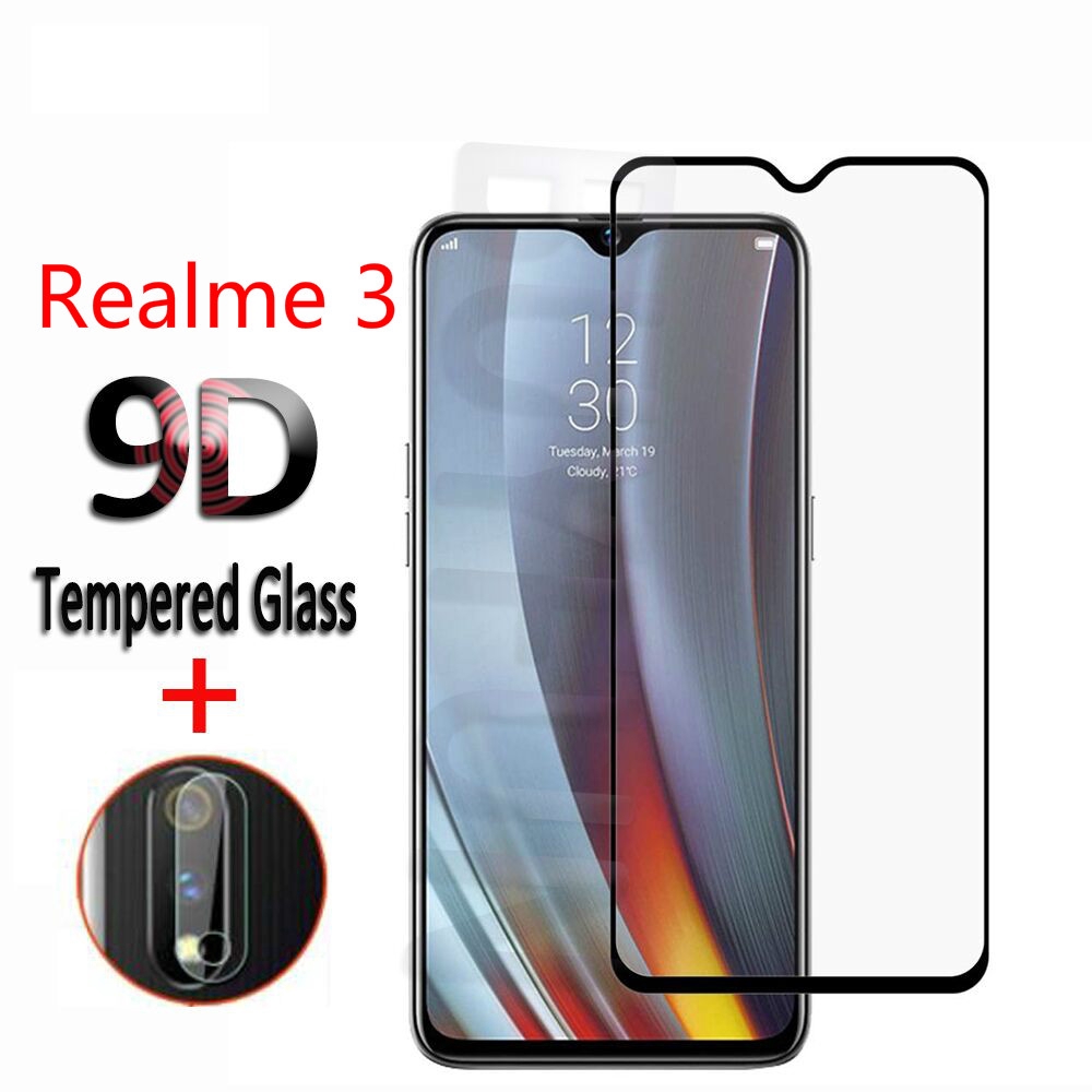 9D OPPO Realme 3 Tempered Glass Screen Protector + Free Back Camera ...
