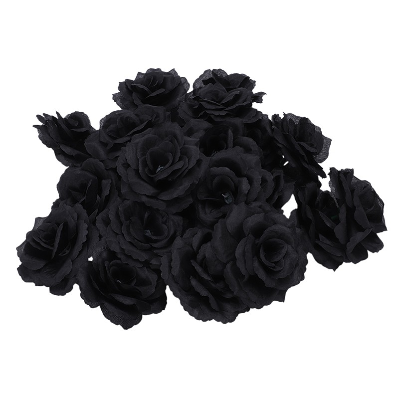 black silk flowers