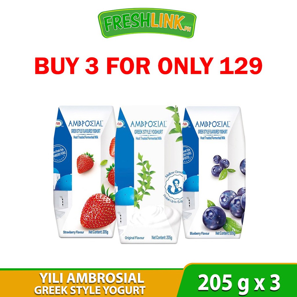 3 For 129 YILI Ambrosial Greek Yogurt Drink | Shopee Philippines