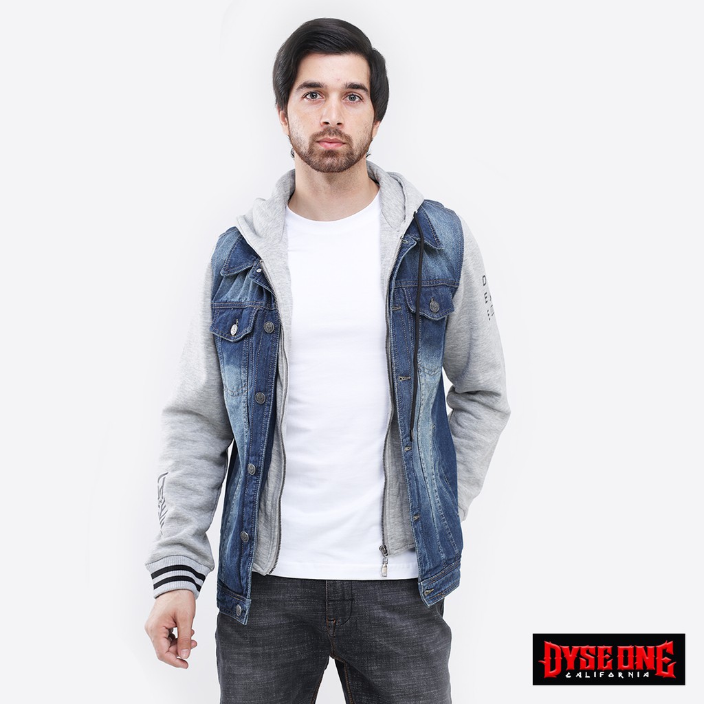 Dyse One Denim Jacket W/ Hood DBT16A-0054 (Indigo/Heather Gray ...