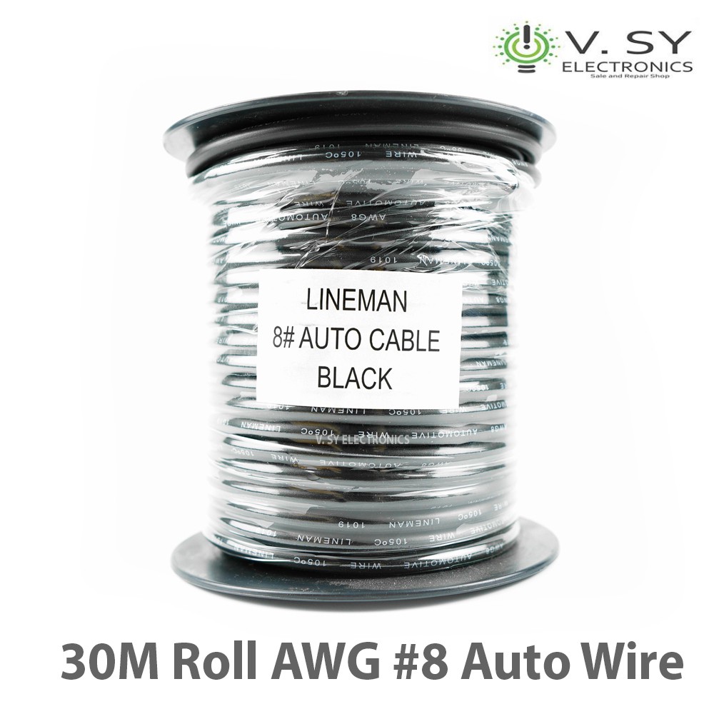 Lineman Premium AWG 8 Stranded Auto Wire Cable Cord Roll 30M 6mm Pure