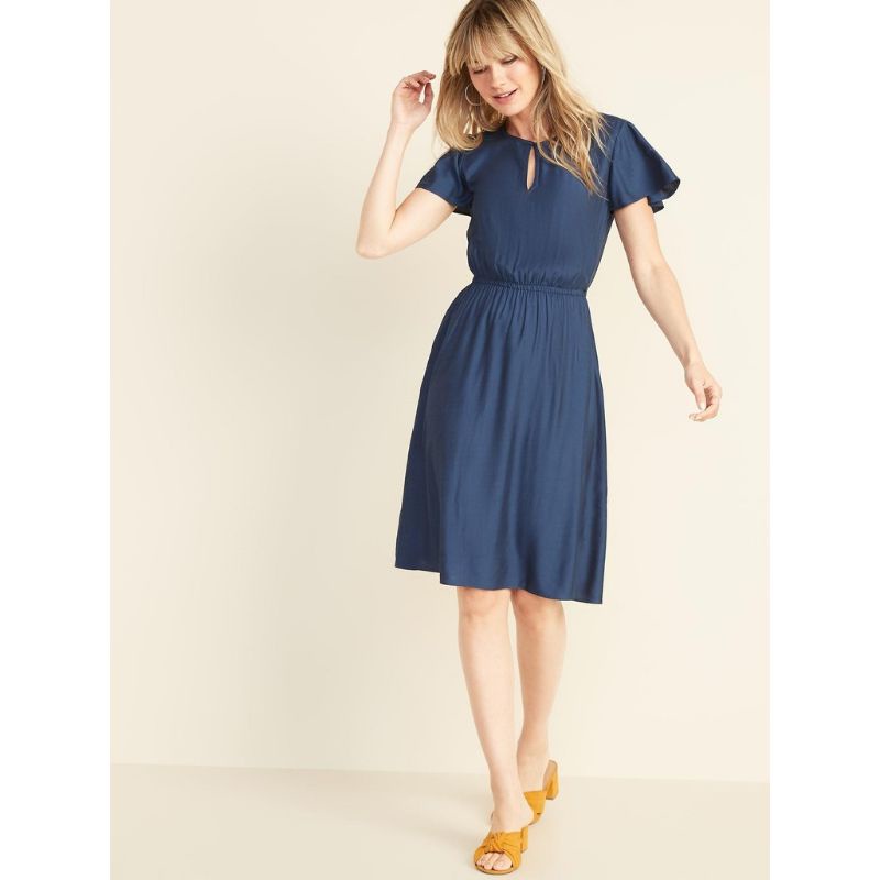 old navy waist defined flutter sleeve dress