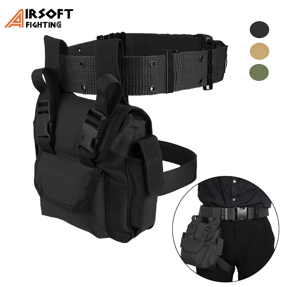Tactical Molle Drop Leg Bag Waist Belt Pouch Quick Release Utility EDC ...