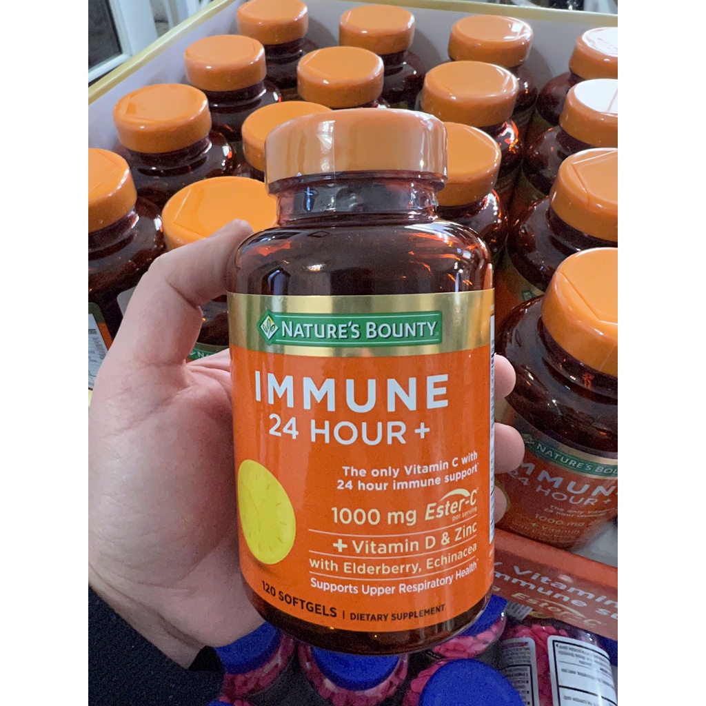 Nature's Bounty Immune 24 Hour+ 1000mg EsterC + Vitamin D & Zinc, 120
