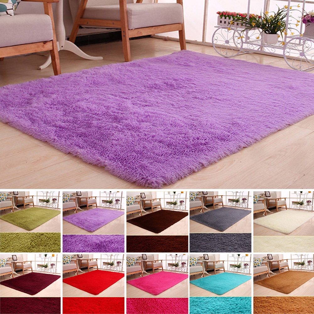 Fluffy Floor Rugs Anti Skid Shaggy Mat Multi Size Sofa Bedroom