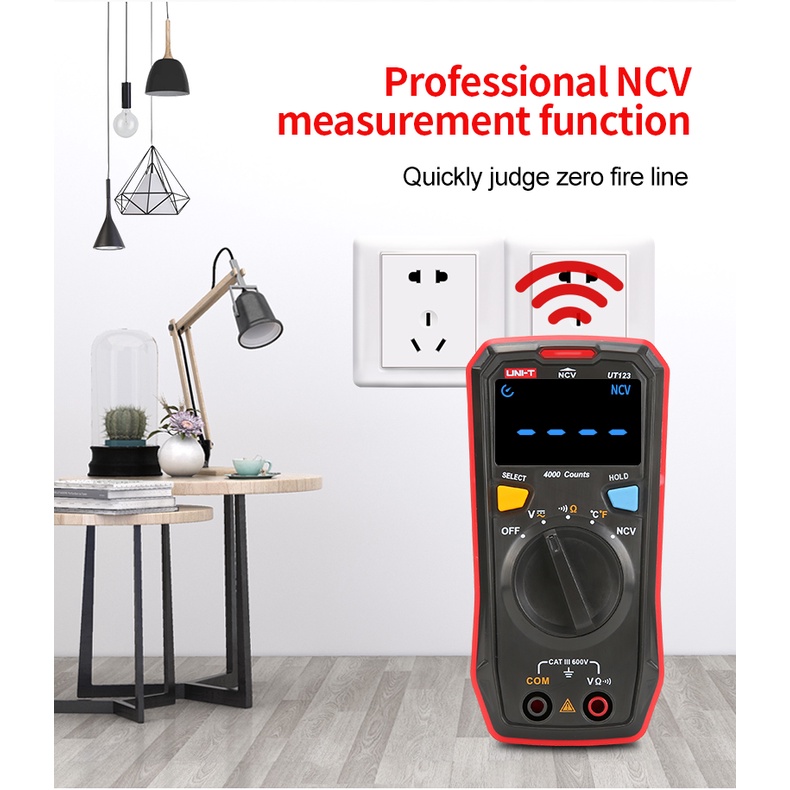 UNIT UT123 NCV on and off beep sound and light alarm DC AC digital