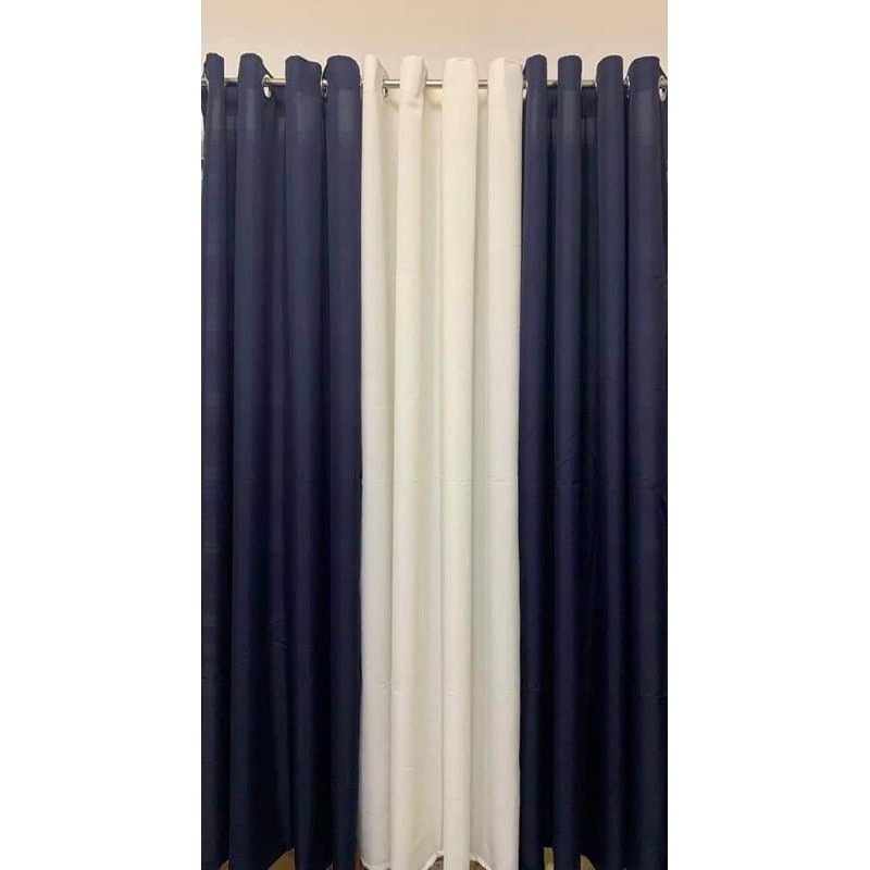 3in1 Navy Blue And Cream Curtain, Navy Blue And Cream Curtains
