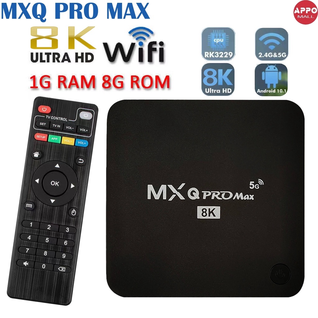 MXQ PROMAX 5G 8K Android Ultra HD TV Box + I8 Keyboard 2.4GHz color ...