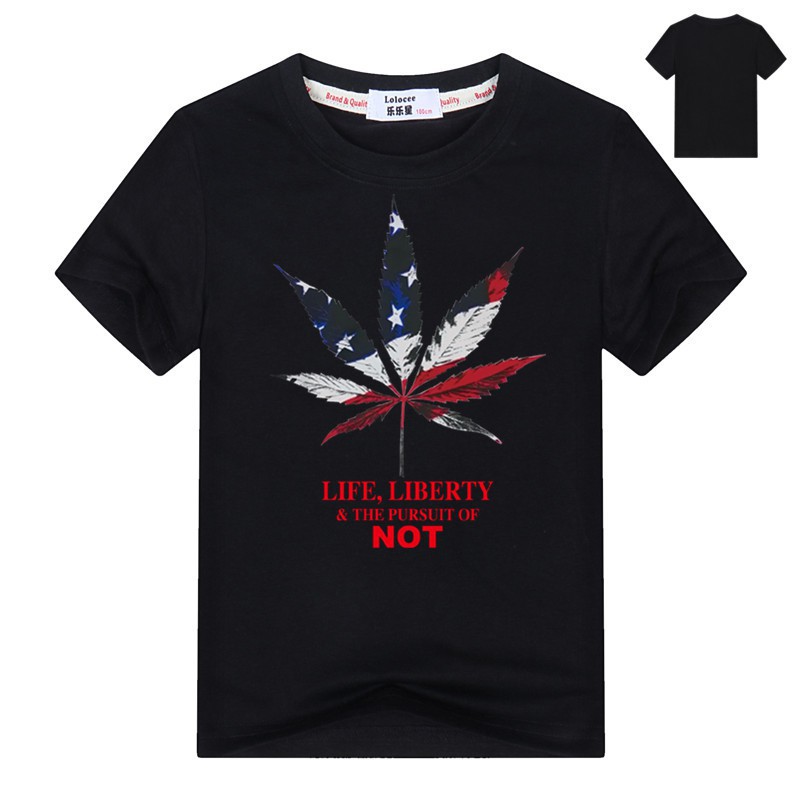 Boys Marijuana Weed Leaf Usa Flag Hippie T Shirt Summer Tops - american flag t shirt roblox