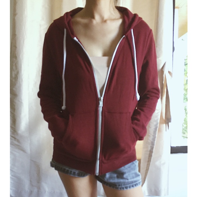 maroon zip up jacket