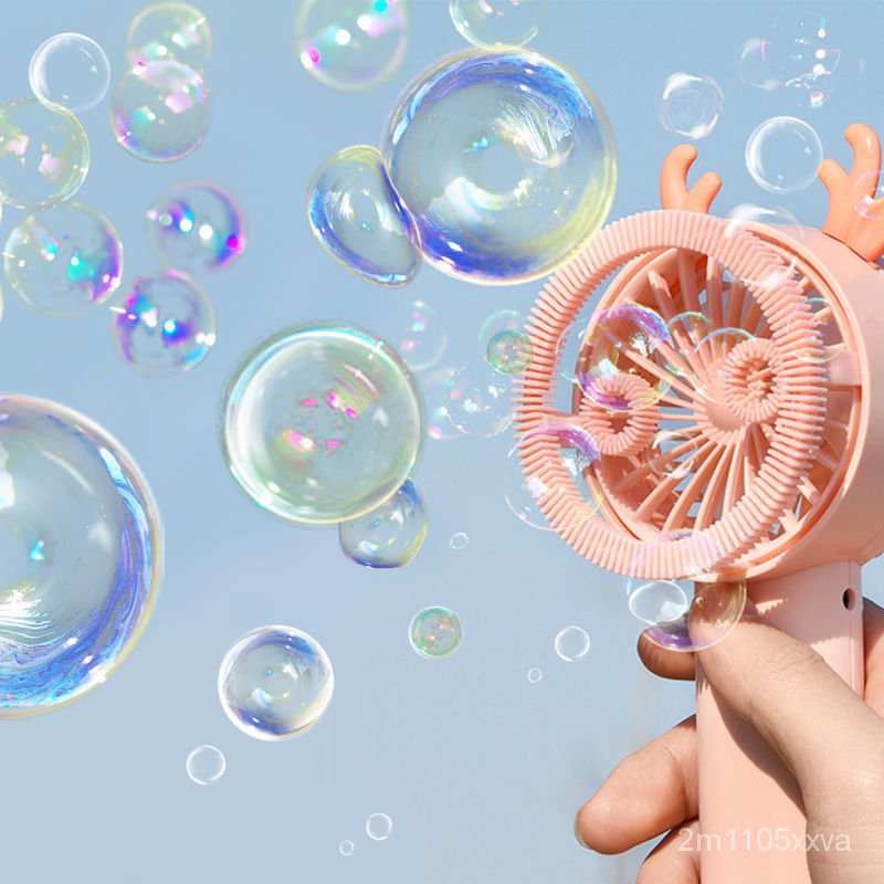 Blowing Fan Portable USB Net Toy Bubble Machine Charging Mini Red Girl Student Size